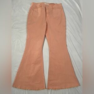 NEW Super Flared Bell Bottom Pink Pant Rodeo Festival Hippie High Rise Jeans 16